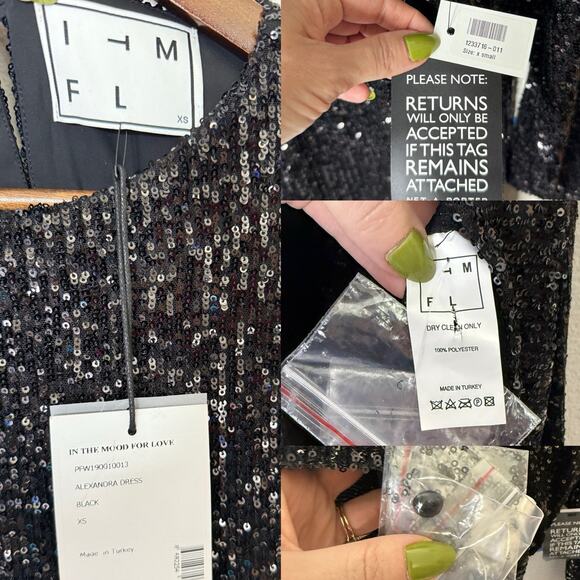 In the Mood for Love Alexandra Sequin Black Dress size XS - Picture 4 of 4